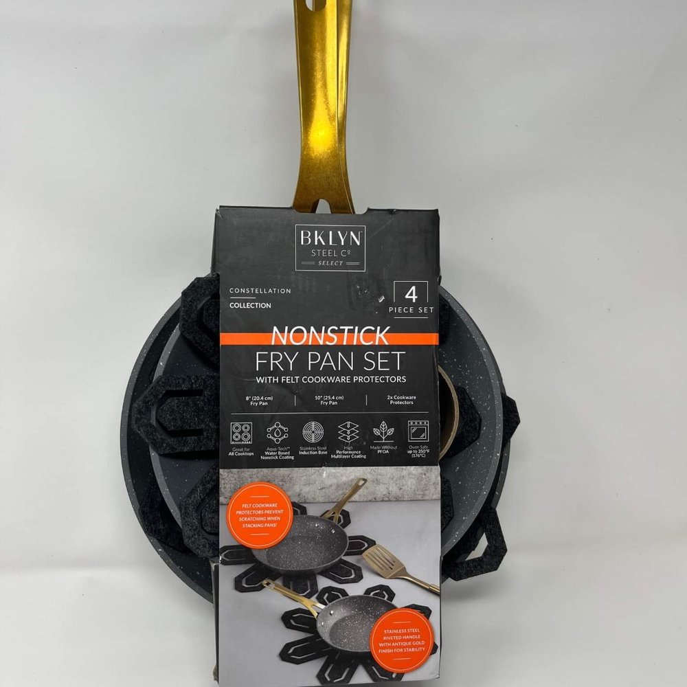 BKLYN 4 pc set Non stick fry pans (w/ felt cookware protectors)